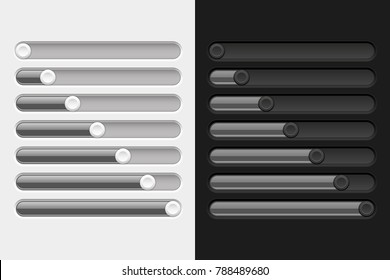 Gray slider bars. Settings on control panel. Vector 3d illustration