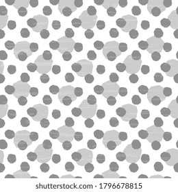 Graue kleine und große grobe Polka-Punkte auf weißem Hintergrund gemischt.Vektorgrafik-Vorlage für Fliesen, Wrapper, Cover, Textilien, Postkarten.