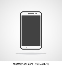 Gray smart phone icon in flat design. Vector illustration. Mobile phone icon, isolated on light background.