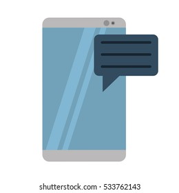 gray smartphone with bubble speak media communication