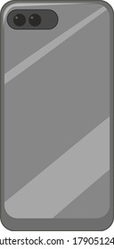 Gray smartphone in cartoon style isolated on white background illustration