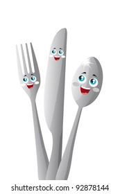 Gray smile cutlery isolated over white background.vector illustrator