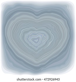 The gray smoky marbled pattern of natural gemstone slice in a form of heart. Vector imitation of dark agate with a clarified margins. Useful for fashion design, interior details or jewelry themes.