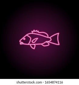 Gray snapper neon icon. Simple thin line, outline vector of fish icons for ui and ux, website or mobile application