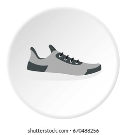 Gray sneaker icon in flat circle isolated vector illustration for web