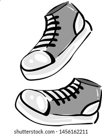 Gray sneakers, illustration, vector on white background