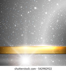 Gray snow background with gold