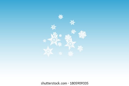 Gray Snow Panoramic Vector Blue Background. Xmas Snowflake Backdrop. Silver magic Wallpaper. Christmas Snowfall Illustration.