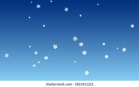 Fondo Azul del Vector Panorámico De Nieve Gris. Fantasía Diseño de Cascada de Nieve. Patrón de vacaciones plateadas. tarjeta de copo de nieve mágica.