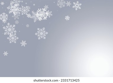 Gray Snow Vector Gray Background. Christmas White Snowflake Backdrop. Snowfall Winter Texture.
