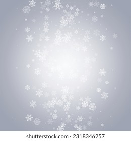Gray Snow Vector Gray Background. Light White Snowfall Pattern. Snowflake New Texture.