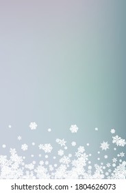 Gray Snow Vector Gray Background. Xmas Snowflake Design. Silver Winter Card. Falling Snowfall Texture.