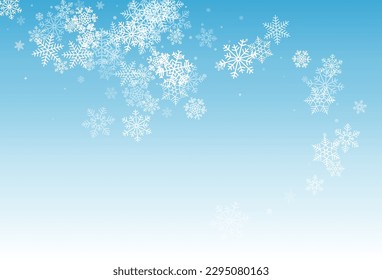 Gray Snow Vector Blue Background. Winter White Snowflake Texture. Snowfall Abstract Holiday.