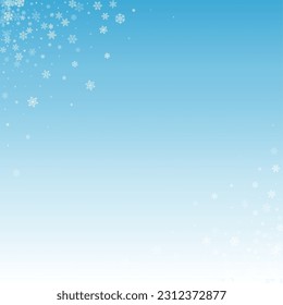 Gray Snow Vector Blue Background. Light Silver Snowfall Texture. Snowflake Abstract Illustration.