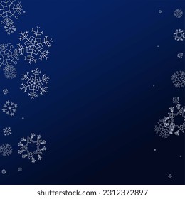 Gray Snow Vector Blue Background. magic Snowfall Transparent. Silver Falling Holiday. Christmas Snowflake Illustration.