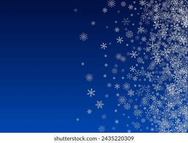 Gray Snow Vector Blue Background. Falling Snowfall Card. White Winter Transparent. Abstract Snowflake Wallpaper.