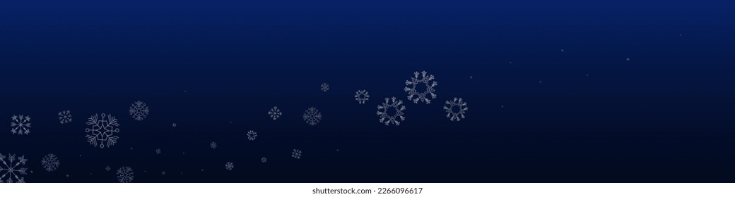 Gray Snow Vector Blue Panoramic Background. Holiday Snowflake Backdrop. White Fantasy Card. Light Snowfall Banner.