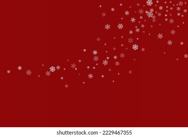 Gray Snow Vector Burgundy Background. Falling White Snowflake Backdrop. Snowfall New Texture.