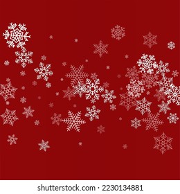 Gray Snow Vector Burgundy Background. New Silver Snowflake Banner. Snowfall Sky Illustration.