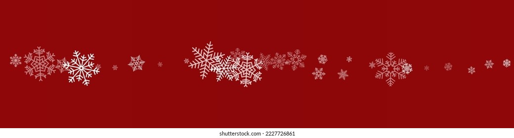 Gray Snow Vector Burgundy Panoramic Background. Falling Silver Snowflake Wallpaper. Snowfall Winter Backdrop.