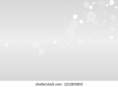 Gray Snow Vector Grey Background. Christmas Snowfall Transparent. Silver Falling Wallpaper. Fantasy Snowflake Design.