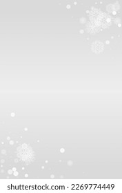 Gray Snow Vector Grey Background. Falling Snowflake Wallpaper. Silver Xmas Card. magic Snowfall Illustration.