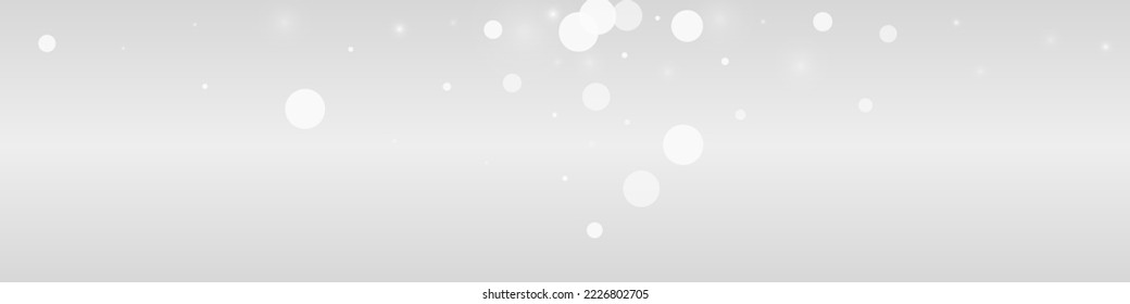 Gray Snow Vector Grey Panoramic Background. Fantasy Snowfall Pattern. Silver Holiday Banner. Abstract Snowflake Card.