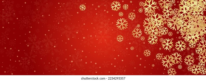Gray Snow Vector Panoramic Red Background. Abstract Snowflake Wallpaper. White Winter Transparent. magic Snowfall Holiday.