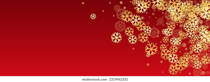 Gray Snow Vector Panoramic Red Background. Xmas Snowfall Backdrop. Silver Sky Wallpaper. magic Snowflake Card.