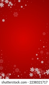 Gray Snow Vector Red Background. Fantasy Snowfall Pattern. White Xmas Texture. Winter Snowflake Transparent.