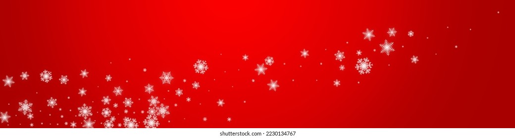 Gray Snow Vector Red Panoramic Background. Winter White Snowflake Illustration. Snowfall Fantasy Design.