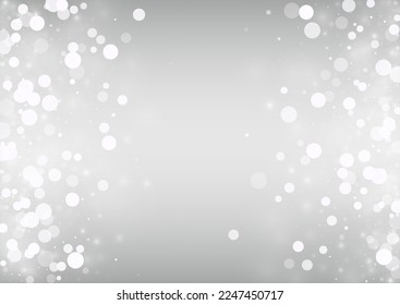 Gray Snow Vector Silver Background. Fantasy Blizzard Texture. White New Design. Falling Snowfall Pattern.