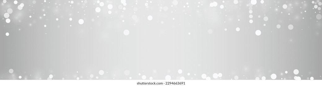 Gray Snow Vector Silver Panoramic Background. Xmas Snowfall Pattern. Winter Falling Card. Christmas Blizzard Holiday.