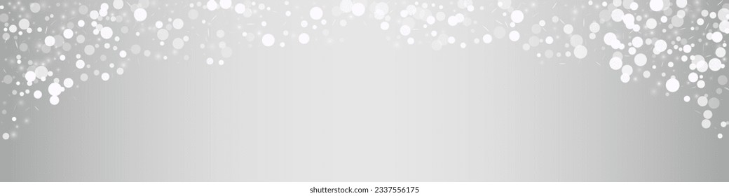 Gray Snow Vector Silver Panoramic Background. Falling Snowflake Banner. Winter Christmas Texture. New Snowfall Design.
