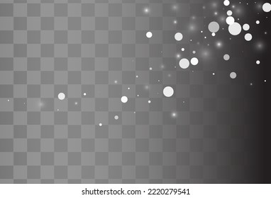 Gray Snow Vector Transparent Background. Light Snowflake Illustration. White Abstract Pattern. Fantasy Snowfall Wallpaper.