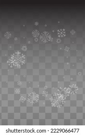 Gray Snow Vector Transparent Background. Fantasy Snowfall Wallpaper. Silver New Texture. Xmas Snowflake Backdrop.