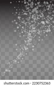 Gray Snow Vector Transparent Background. Abstract White Snowfall Illustration. Snowflake Falling Holiday.