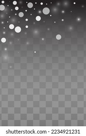 Fondo transparente del vector de nieve gris. Nueva textura de nevada. Papel tapiz de Navidad plateado. Ilustración de Sky Snowflake.