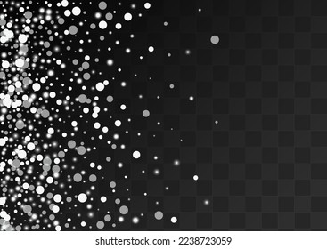 Gray Snow Vector Transparent Background. Winter Snowfall Card. Silver Xmas Pattern. Abstract Snowflake Design.