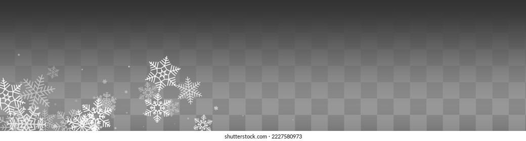 Gray Snow Vector Transparent Panoramic Background. Holiday White Snowflake Holiday. Snowfall Falling Design.