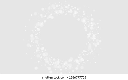 Gray Snowfall Merry Design. Festive Ice Wallpaper. Light Design. Gray Sky Xmas Card. Snowfall Vector Illustration.