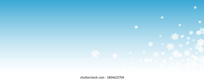 Gray Snowfall Panoramic Vector Blue Background. magic Snowflake Backdrop. White Winter Texture. Fantasy Snow Transparent.