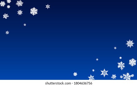 Gray Snowfall Panoramic Vector Blue Background. Abstract Snowflake Transparent. White Falling Holiday. Light Snow Texture.