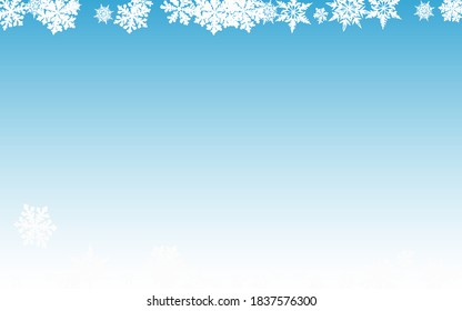 Gray Snowfall Panoramic Vector Blue Background. Xmas Snowflake Pattern. White magic Design. Fantasy Snow Transparent.