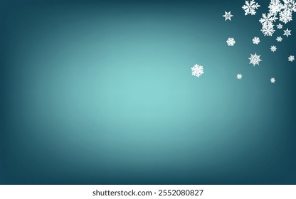 Gray Snowfall Panoramic Vector Blue Background. Winter Snow Backdrop. White magic Texture. Sky Snowflake Holiday.