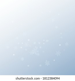 Gray Snowfall Vector Gray Background. Christmas Snow Design. White magic Pattern. Fantasy Snowflake Transparent.