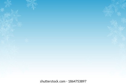 Gray Snowfall Vector Blue Background. Falling Snow Transparent. White New Holiday. magic Snowflake Pattern.