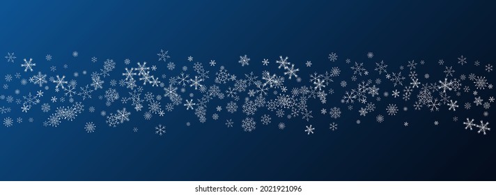 Gray Snowfall Vector Blue Background. Christmas Snow Banner. Silver New Backdrop. magic Snowflake Transparent.