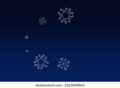 Gray Snowfall Vector Blue Background. Holiday Snowflake Illustration. White magic Backdrop. Winter Snow Transparent.