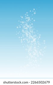 Gray Snowfall Vector Blue Background. Holiday White Snow Texture. Snowflake magic Pattern.